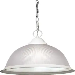 Nuvo 1-Light 15" Pendant Light w/ Frosted Prismatic Dome in Textured White