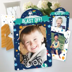 Big Dot of Happiness Blast Off to Outer Space - Rocket Ship Baby Shower or Birthday Party 4x6 Picture Display - Paper Photo Frames - Set of 12