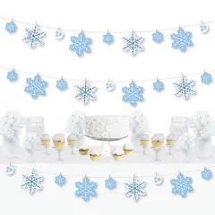 Big Dot of Happiness Blue Snowflakes - Winter Holiday Party DIY Decorations - Clothespin Garland Banner - 44 Pieces