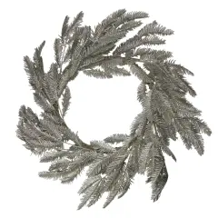 Raz Green and Silver Glittered Pine Artificial Christmas Wreath - 22" - Unlit