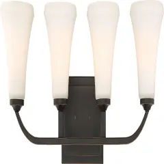 Fawn 4-Light Wall Mounted Vanity & Wall Light Fixture in Mahogany Bronze Finish