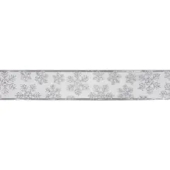 Northlight Sheer Silver Snowflake Christmas Wired Craft Ribbon 2.5" x 10 Yards