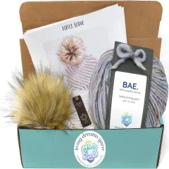 DIY Winter Hat Crochet Kit. Includes Bulky Superfine Merino Wool Yarn, Printed Pattern, Pom-Pom, Rim Tag. Soft, Cozy, Great for Gifts Going Steady