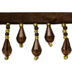 5 yards of Joanne Beaded Teardrop Fringe Trim | 5 yard cut Brown
