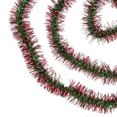 Northlight Spiral Center Commercial Christmas Tinsel Garland - 50' x 3" - Red and Green - Unlit