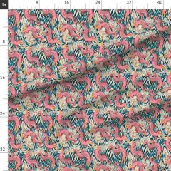 Various Fabrics by the Yard or Fat Quarter Pink Gator Bright Animal Alligator Maximalism Reptile Large Scale Tropical Floral Crocodile Custom Printed Fabric by Spoonflower
