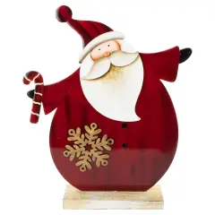 Northlight Santa with Candy Cane and Snowflake Wooden Christmas Decoration - 12" Red