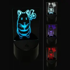Shocked Syrian Teddy Bear Hamster 3D Illusion LED Night Light Sign Nightstand Desk Lamp