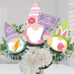 Big Dot of Happiness Easter Gnomes - Spring Bunny Party Centerpiece Sticks - Table Toppers - Set of 15