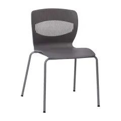 Emma and Oliver Arcana Series Heavy Duty 770 lb. Capacity Ergonomic Polypropylene Stack Chair with Lumbar Support and Steel Frame Gray