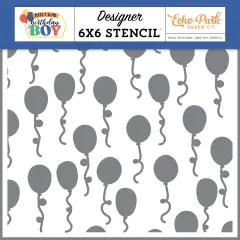 Echo Park Make A Wish Birthday Boy Stencil 6"X6"-Birthday Bash Balloons