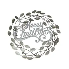 Midwest 17.5" Silver and Bronze "Merry Christmas" Wall Hanging Wreath