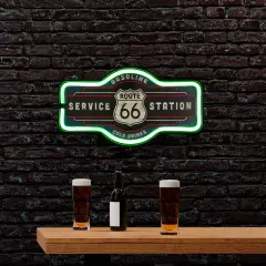 Northlight LED Route 66 Service Station Neon Lighted Wall Sign Black