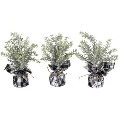 Northlight Mini Frosted Pine Artificial Christmas Trees - 9" - Set of 3 Green