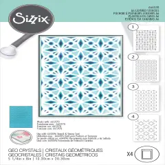 Sizzix A6 Layered Stencils 4/Pkg-Geo Crystals