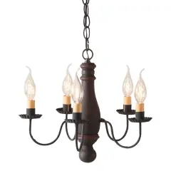 Bed and Breakfast Chandelier in Hartford Black with Red Stripe