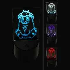 Chibi Sitting Yeti Abominable Snowman 3D Illusion LED Night Light Sign Nightstand Desk Lamp