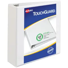 Avery TouchGuard Protection View 3 Ring Binder, Clear View Cover, 3" Slant Rings, 1 White Binder (17144)