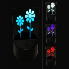 Daisy Flower Pair 3D Illusion LED Night Light Sign Nightstand Desk Lamp