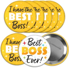 Big Dot of Happiness Happy Boss's Day - 3 inch Best Boss Ever Badge - Pinback Buttons - Set of 8