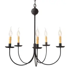 Large 5-Arm Primitive Chandelier in Textured Black