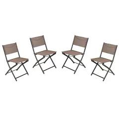 Merrick Lane Bardwell Set of 4 Versatile Flex Comfort Indoor/Outdoor Fold Chairs with Metal Frames Brown