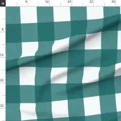Various Fabrics by the Yard or Fat Quarter Teal Buffalo Check Large Scale Plaid Rustic Gingham Cabin Custom Printed Fabric by Spoonflower