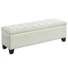 Contemporary Home Living 48" Beige Solid Rectangular Storage Ottoman