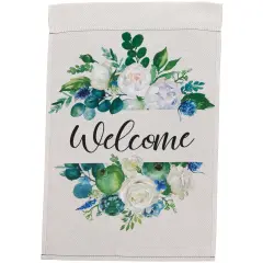 Northlight Mixed Florals "Welcome" Spring Outdoor Garden Flag 18" x 12.5" Ivory