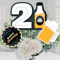 Big Dot of Happiness Cheers and Beers to 21 Years - 21st Birthday Party Centerpiece Sticks - Table Toppers - Set of 15