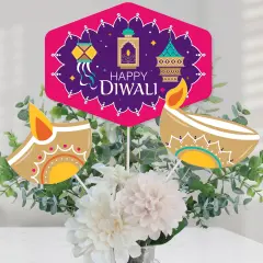 Big Dot of Happiness Happy Diwali - Festival of Lights Party Centerpiece Sticks - Table Toppers - Set of 15
