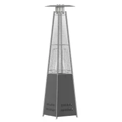 Merrick Lane Stainless Steel Pyramid Shape Portable Outdoor Patio Heater - 7.5 Feet Tall Slate Gray