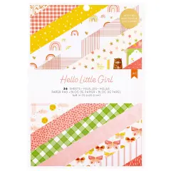 American Crafts Single-Sided Paper Pad 6"X8" 36/Pkg-Gold Foil, Hello Little Girl