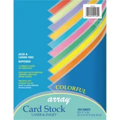 Pacon&copy; Array Card Stock, 8-1/2" x 11", 10-Color assortment (Pack of 100)