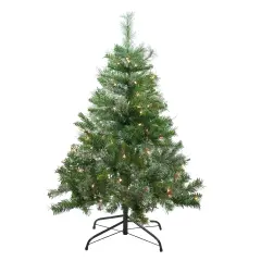 Northlight Pre-Lit Medium Mixed Cashmere Pine Artificial Christmas Tree - 4' - Clear Lights Green