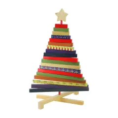 Northlight Adjustable Wooden Christmas Tree Decoration - 15.5" - Multicolor Beige