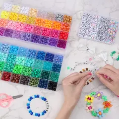 2350 Pieces, 64 Colors, Pony Beads for Bracelet Making Kit, Rainbow Kandi Beads Friendship Bracelet Kit, Letter Beads and Elastic Strings for Bracelet Necklace Making, Craft Gifts Set for Girls
