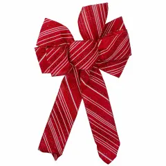 Northlight Glitter Striped 6-Loop Christmas Bow Decoration - 9" x 14" - Red and White
