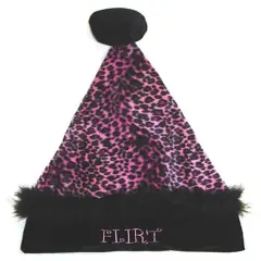 Santa's Best Pink and Black Leopard Unisex Adult Christmas Hat Costume Accessory - Medium