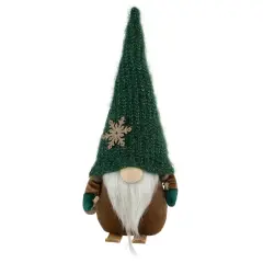 Northlight Skiing Gnome with Snowflake Knitted Hat Christmas Decoration - 12.5" Green
