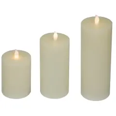 Northlight LED Flickering Flameless Pillar Candles - 8.75" - Cream - Set of 3 Ivory