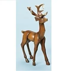 Roman 11.75" Faux Wooden Finish Standing Deer Christmas Table Top Figure Brown