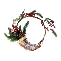 Northlight Frosted Cornucopia Artificial Christmas Wreath - 14-Inch, Unlit Green