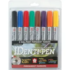 Sakura IDenti-Pen Permanent Dual-Point Pens 8/Pkg-Assorted Colors