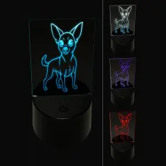 Charming Chihuahua Pet Dog 3D Illusion LED Night Light Sign Nightstand Desk Lamp