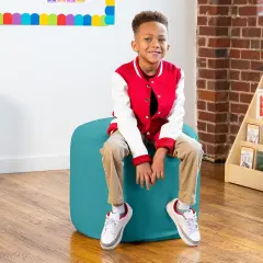 Mallo Modular Pouf Classroom Bean Bag Seat, Premium Vinyl - Submarine Grey Turquoise