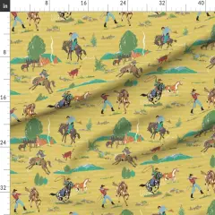 Various Fabrics by the Yard or Fat Quarter Western Cowboy Rustic Horses Ranch Mountains Southwestern Equestrian Custom Printed Fabric by Spoonflower