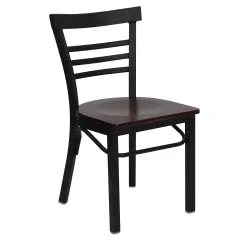 Emma and Oliver Three-Slat Ladder Back Metal Restaurant Dining Chair Mahogany/BlackMetal