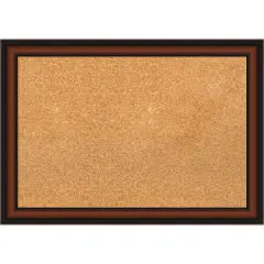 Cyprus Walnut Narrow Wood Framed Corkboard, Natural Cork