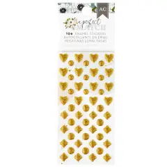 American Crafts A Perfect Match Enamel Dots 106/Pkg-Gold Glitter